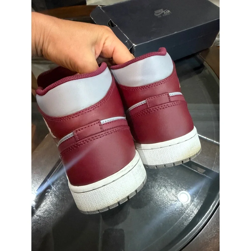 Nike Air Jordan 1 Mid Cherrywood Red Cement Grey Mens sneakers Size 10.5